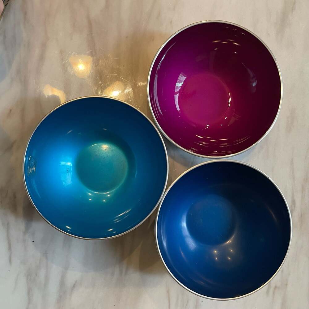 Set of 3 Vintage Emalox Norway Anodized Aluminum Bowls 5 Inch